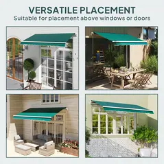Outsunny Awning Replacement Canopy, Water Resistant UPF 50+ Sun Shade Cover for 3 x 2.5 m Garden Awning (Fabric Only), Green - 6