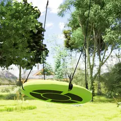 AIYAPLAY 100cm Diameter Nest Seat for Kids with Height Adjustable Hanging Ropes for Outdoor, Playground, Garden, Green - 8