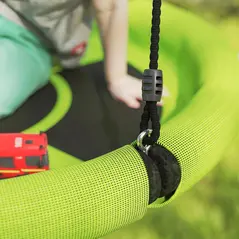 AIYAPLAY 100cm Diameter Nest Seat for Kids with Height Adjustable Hanging Ropes for Outdoor, Playground, Garden, Green - 9