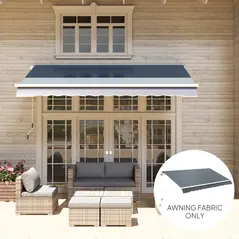 Outsunny Awning Replacement Canopy, Water Resistant UPF 50+ Sun Shade Cover for 3 x 2.5 m Garden Awning (Fabric Only), Grey - 8