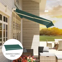 Outsunny Awning Replacement Canopy, Water Resistant UPF 50+ Sun Shade Cover for 3 x 2.5 m Garden Awning (Fabric Only), Green - 9