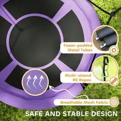 AIYAPLAY 100cm Diameter Nest Seat for Kids with Height Adjustable Hanging Ropes for Outdoor, Playground, Garden, Purple - 4
