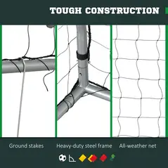 SPORTNOW 6ft x 4ft Football Goal, Set of 2 Football Net for Garden, Training Goal with Ground Stakes, Steel Frame - 5