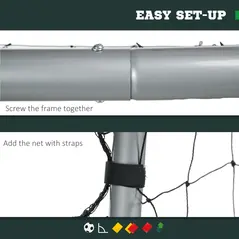 SPORTNOW 8ft x 5ft Football Goal, Set of 2 Football Net for Garden, Training Goal with Ground Stakes, Steel Frame - 4