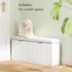 HOMCOM Elegant Ten Shoe Bench, with Top Seat - White - 4