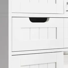 HOMCOM Tall Bathroom Storage Cabinet - White - 9