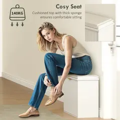 HOMCOM Elegant Six Shoe Bench, with Top Seat - White - 7