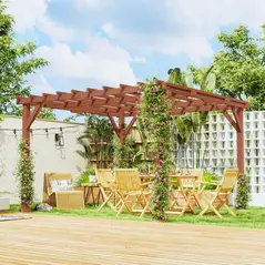 Outsunny 3.3 x 3.3 m Wooden Pergola Kit, Graden Pergola Gazebo Grape Trellis with Stable Structure for Climbing Vines, Flowers - 2