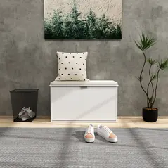 HOMCOM Elegant Eight Shoe Bench, with Top Seat - White - 7