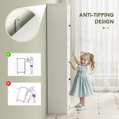 HOMCOM Tall Bathroom Storage Cabinet - White - 5