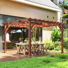 Outsunny 3.3 x 3.3 m Wooden Pergola Kit, Graden Pergola Gazebo Grape Trellis with Stable Structure for Climbing Vines, Flowers - 9