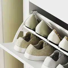 HOMCOM Modern Two-Drawer Shoe Cabinet - White - 9