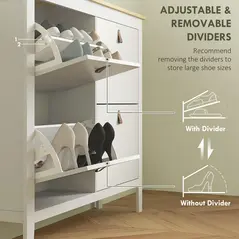 HOMCOM Modern Four-Drawer Shoe Cabinet - White - 5