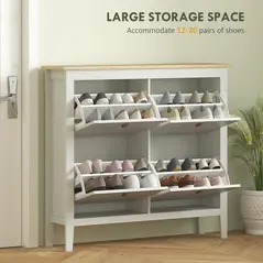 HOMCOM Modern Four-Drawer Shoe Cabinet - White - 4