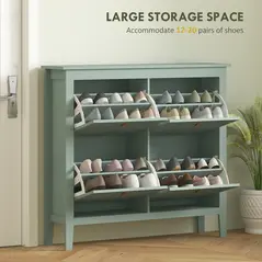 HOMCOM Modern Four-Drawer Shoe Cabinet - Green - 4
