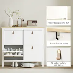 HOMCOM Modern Four-Drawer Shoe Cabinet - White - 7