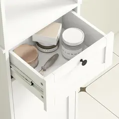 HOMCOM Tall Bathroom Cabinet, with Laundry Basket - White - 9