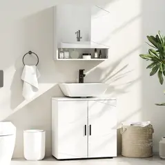 kleankin Under Sink Cabinet with Shelf - White - 2