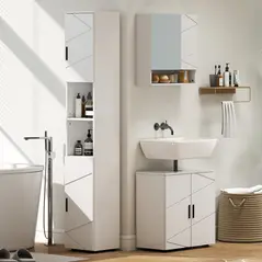 kleankin Under Sink Cabinet with Shelf - White - 8