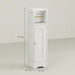 HOMCOM Small Bathroom Storage Cabinet with Toilet Roll Holder - White - 3