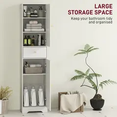 HOMCOM Tall Bathroom Cabinet with Arched Doors - White - 4