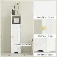 HOMCOM Small Bathroom Storage Cabinet with Toilet Roll Holder - White - 7
