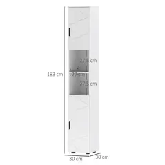 kleankin Line Embossed Tall Bathroom Storage Cabinet - White - 3