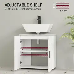 kleankin Under Sink Cabinet with Shelf - White - 5