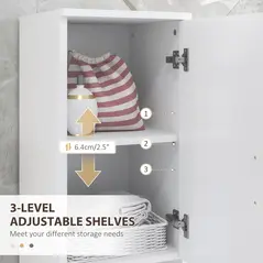 kleankin Line Embossed Tall Bathroom Storage Cabinet - White - 5