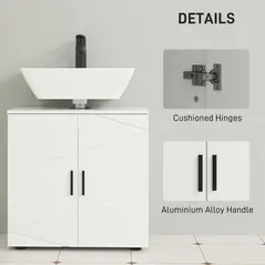 kleankin Under Sink Cabinet with Shelf - White - 6
