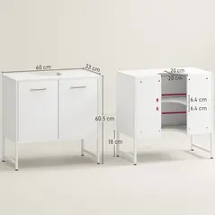 HOMCOM Bathroom Vanity Unit, Under Sink Storage Cabinet with Soft-Close Doors for Basin without or with Pedestal, White - 3