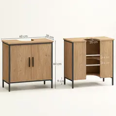 HOMCOM Bathroom Vanity Unit, Under Sink Storage Cabinet with 2 Doors, Adjustable Shelf for Basin without or with Pedestal, Oak - 3