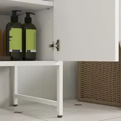 HOMCOM Bathroom Vanity Unit, Under Sink Storage Cabinet with Soft-Close Doors for Basin without or with Pedestal, White - 9