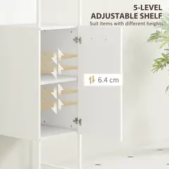 HOMCOM Tall Bathroom Cabinet with Open Shelves and Adjustable Shelf - White - 5