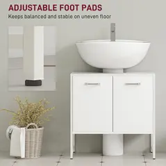 HOMCOM Bathroom Vanity Unit, Under Sink Storage Cabinet with Soft-Close Doors for Basin without or with Pedestal, White - 8