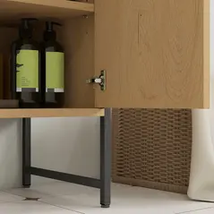 HOMCOM Bathroom Vanity Unit, Under Sink Storage Cabinet with Soft-Close Doors for Basin without or with Pedestal, Natural - 9