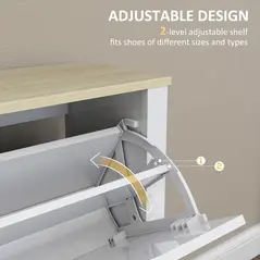 HOMCOM Slim Shoe Cabinet, Narrow Shoe Cupboard with 4 Flip Drawers, Adjustable Shelves for 16 Pairs of Shoes, White - 5