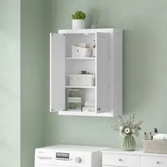 HOMCOM Bathroom Wall Cabinet with Adjustable Shelves - White - 9