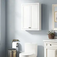 HOMCOM Bathroom Wall Cabinet with Adjustable Shelves - White - 2