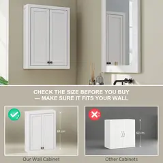 HOMCOM Bathroom Wall Cabinet with Adjustable Shelves - White - 4