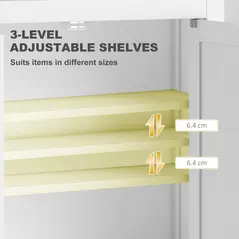 HOMCOM Bathroom Wall Cabinet with Adjustable Shelves - White - 6
