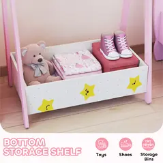 AIYAPLAY Baby Clothing Rack with Hangers, Storage Shelf for Bedroom, Star Theme, for Ages 3-6, Pink - 5