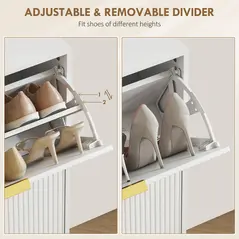 HOMCOM Elegant Two-Drawer Shoe Cabinet - White - 6