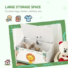 AIYAPLAY Toy Box with Lid, Safety Hinges and Groove Handles, Toy Storage organiser for Kids, Living Room, Playroom, Green - 4