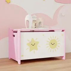 AIYAPLAY Toy Box with Lid, Safety Hinges and Groove Handles, Toy Storage organiser for Kids, Living Room, Playroom, Pink - 9