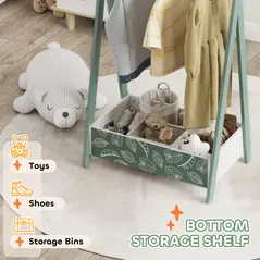 AIYAPLAY Baby Clothing Rack with Hangers, Storage Shelf for Bedroom, Leaf Theme, for Ages 3-6, Green - 5