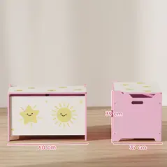 AIYAPLAY Toy Box with Lid, Safety Hinges and Groove Handles, Toy Storage organiser for Kids, Living Room, Playroom, Pink - 3