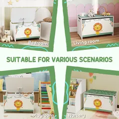 AIYAPLAY Toy Box with Lid, Safety Hinges and Groove Handles, Toy Storage organiser for Kids, Living Room, Playroom, Green - 6