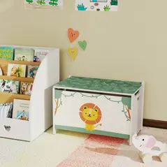 AIYAPLAY Toy Box with Lid, Safety Hinges and Groove Handles, Toy Storage organiser for Kids, Living Room, Playroom, Green - 8