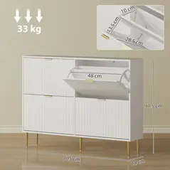 HOMCOM Elegant Four-Drawer Shoe Cabinet - White - 3